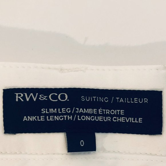 RW&CO white mid-rise slim fit ankle pants-size 0 - Picture 7 of 10